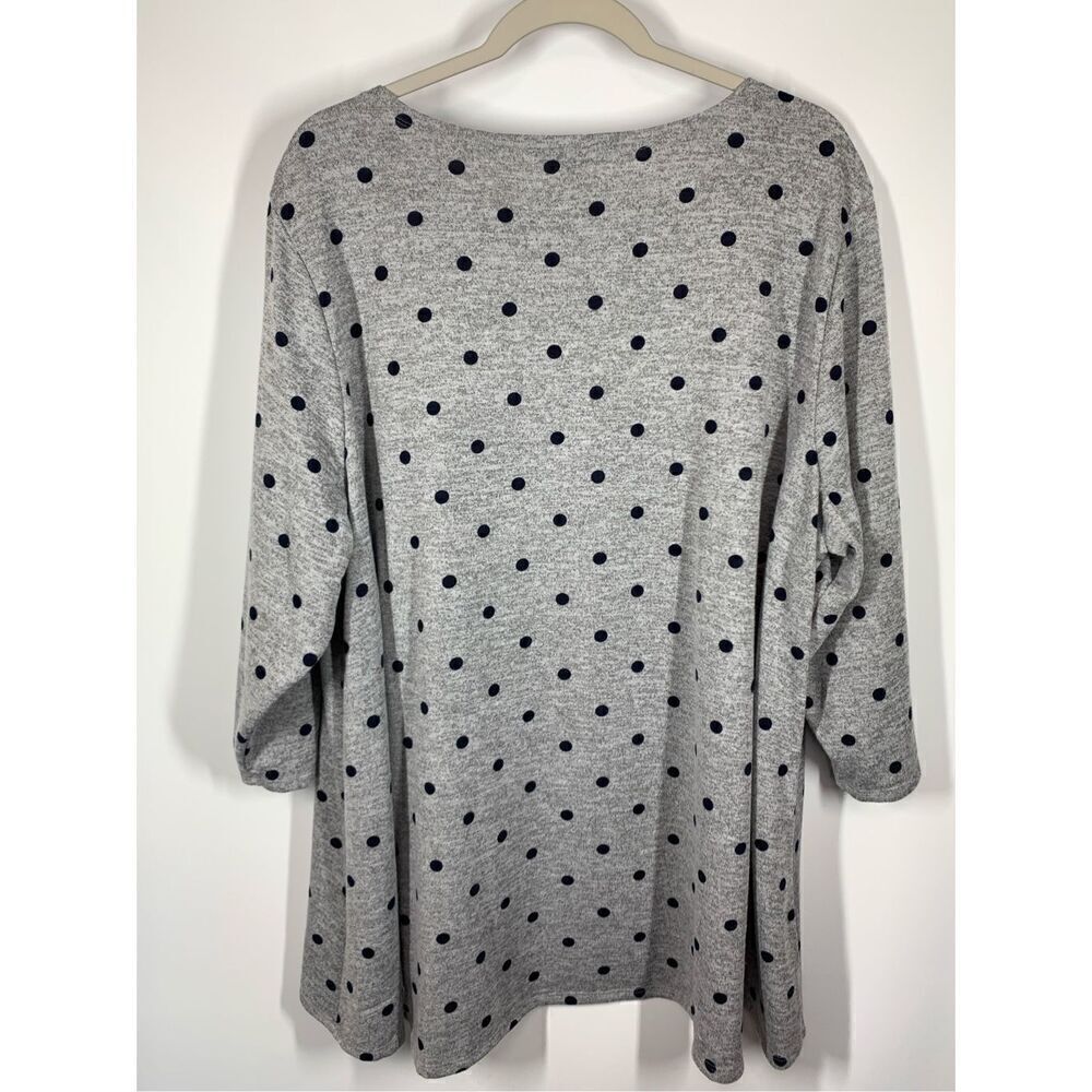 Zac & Rachel Women's Pullover Polka Dots Long Sleeve Top Navy Gray Size 2X - Picture 5 of 6